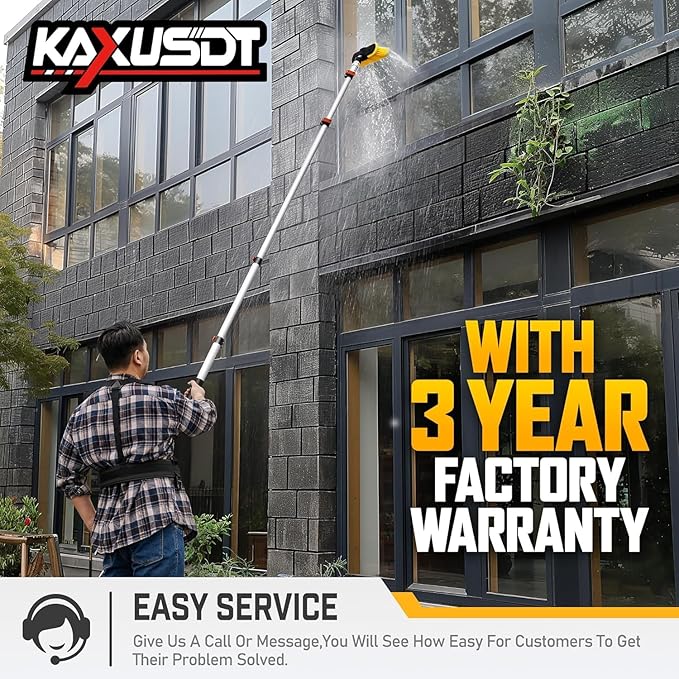 24 FT Pressure Washer Extension Wand, Power Washer Extension Wand with Gutter Cleaner Tools, Brush Head, 7 Spray Nozzle Tips, Support Belt and 2 Hose Adapters, Easy Cleaning from Ground