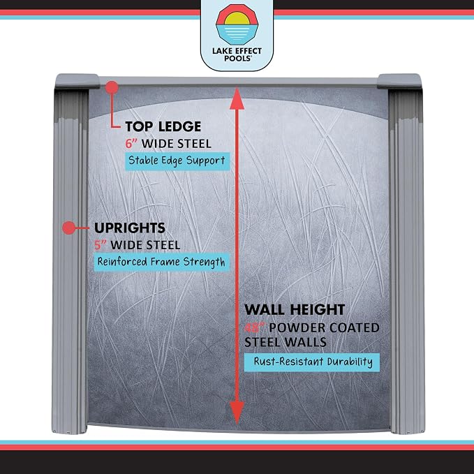 Lake Effect Pools 'Bermuda' 12 ft x 24 ft Oval Above Ground Swimming Pool | 48 Inch Resin Protected Steel Sided Walls | Bundle Includes: 25 Gauge Overlap Liner & Widemouth Skimmer