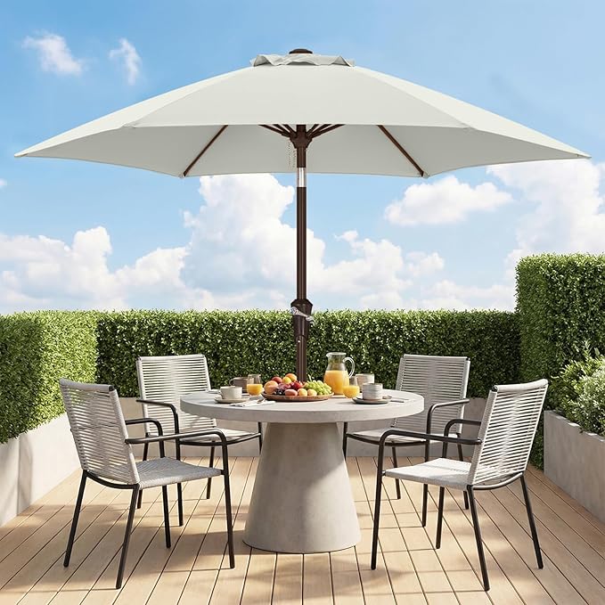 ABCCANOPY 7.5FT Outdoor Patio Umbrella, UV Protection Table Umbrella w/Crank for Easy Set Up, Suitable for Garden, Lawn, Deck & Backyard (Light Beige)