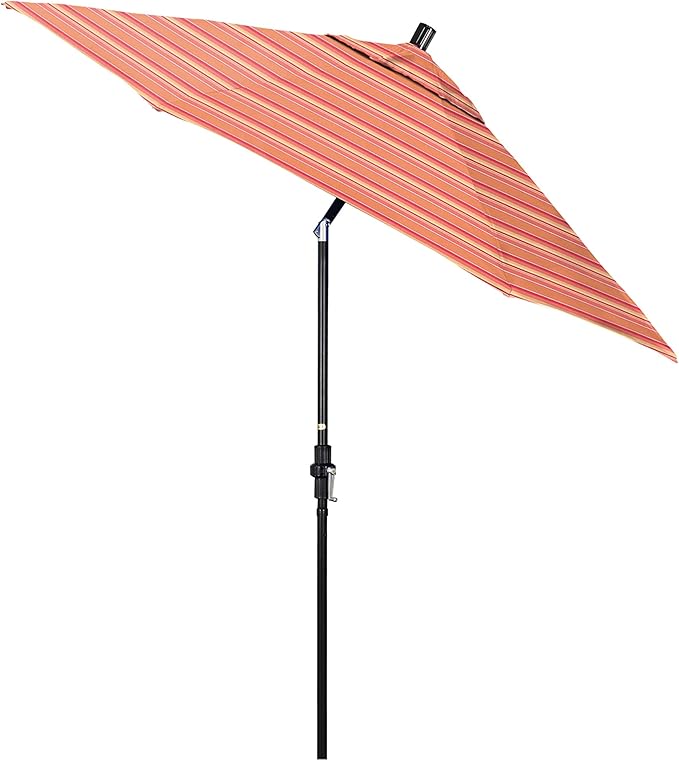 California Umbrella 9' Round Crank Lift, Collar Tilt, Aluminum Pole, Fiberglass Rib Patio Umbrella,