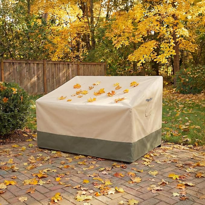 BPS Patio Sofa Cover, Waterproof 600D Oxford Outdoor Couch Cover with Attached Storage Bag and Reflective Handles for Patio 2-Seater Loveseat and Bench, 64''W x 38''D x 38''H