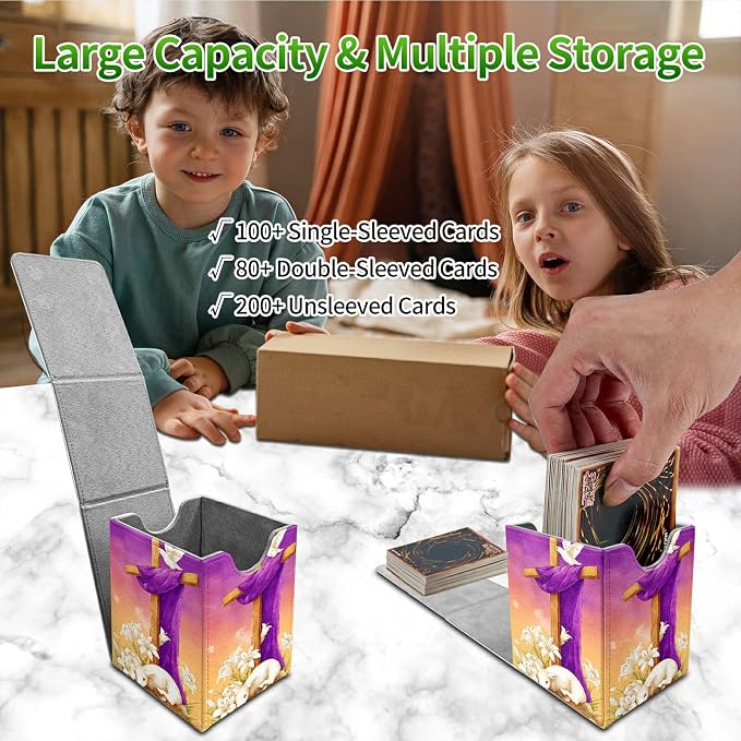 Goat Pigeon Card Deck Box for MTG, Personalized Card Storage Case Fits 120+ Sleeved Cards, Premium Leather TCG Box with Strong Magnetic Closure for Magic, CCG, PTCG, Baseball Cards