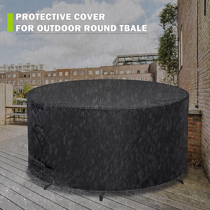 Round Patio Furniture Cover 84" Dia x 44" H Waterproof, Outdoor Round Table Cover for Tall Bar Height Table and Chairs/High Top Dining Set/Patio Bar Height Set-Weatherproof