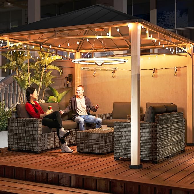 Outsunny 5 Piece Patio Furniture Set with Storage Bin Coffee Table, Wide Deep PE Rattan Wicker Outdoor Conversation Sofa Set with Cushions, Dark Gray