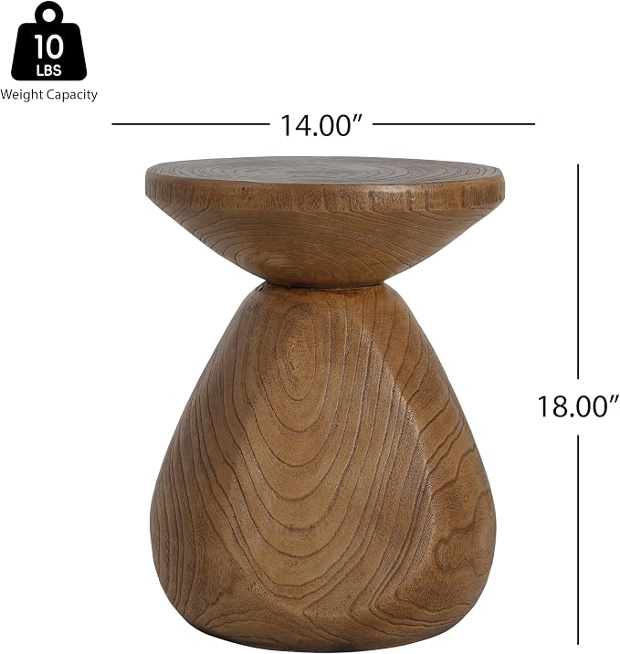 Christopher Knight Home Yone MGO Outdoor Side Table with Wood Grain Finish, Lightweight Concrete Accent Table for Indoor/Outdoor Usage, Small End Table with Waterdrop-Shaped Base, No Assembly, Wood