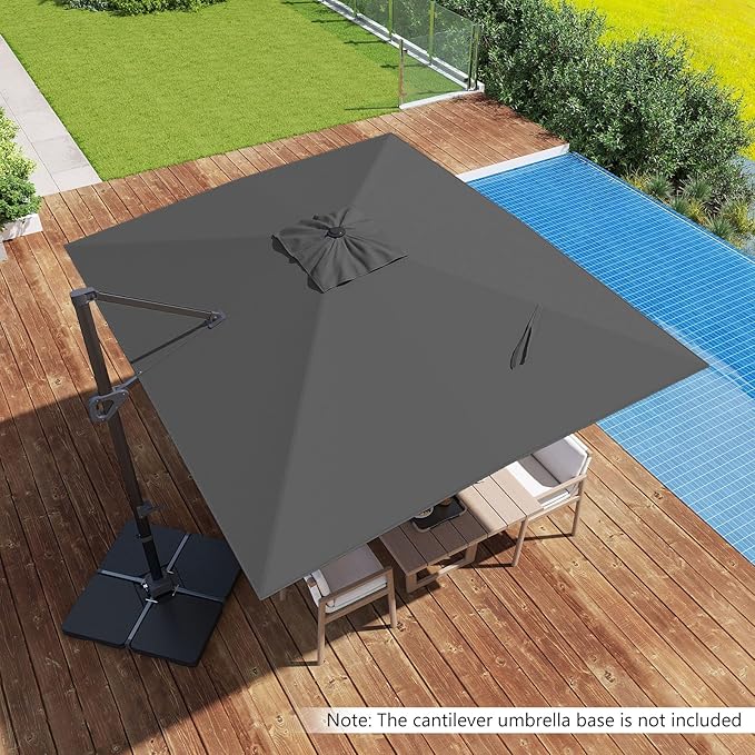 Tangkula 11 x 9 FT Patio Umbrella, Large Offset Cantilever Outdoor Umbrella with Aluminum Pole, 360 Degree Rotation, Tilt Adjustment, 8 Sturdy Ribs, Air Vent & Cross Base for Backyard Pool Garden Deck (Gray, 11x9 FT)
