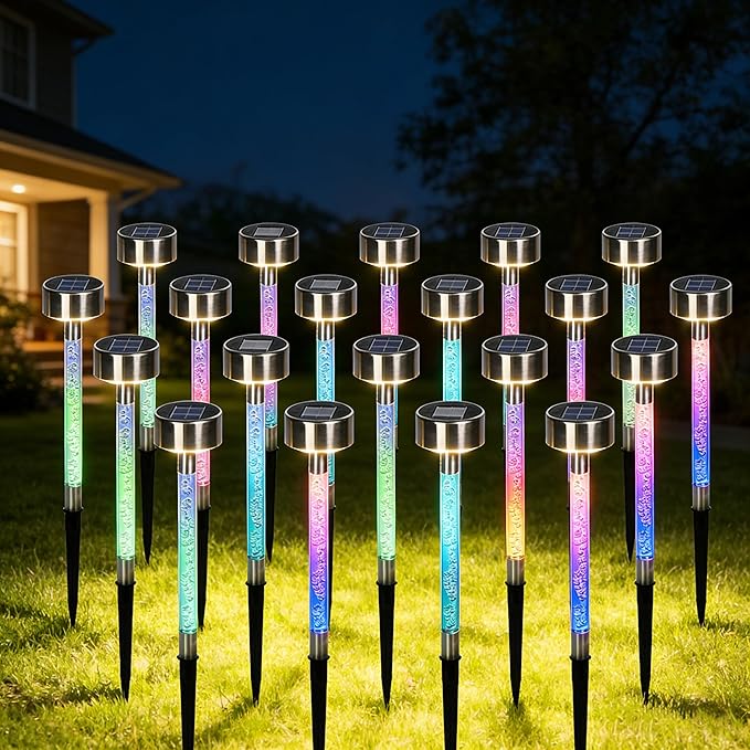 IP55solar Outdoor lamp, Suitable for use in Gardens, lawns, Balconies, Sidewalks, and as a Gift for Family Camping. (20 Pieces in Color)