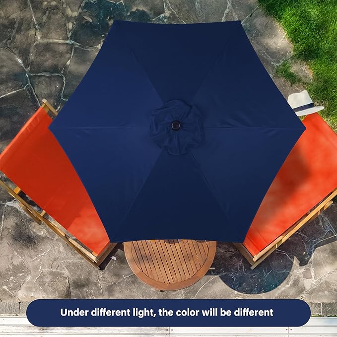 YSSOA 2 Pack 7.5' Patio Umbrella Outdoor Table Market Yard Umbrella with 6 Sturdy Ribs, Dark Blue