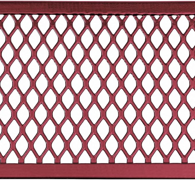 Global Industrial 6’L Rectangular Picnic Table, Expanded Metal, Red Thermoplastic Coating, Attached Benches, 1-1/2” Umbrella Pole Hole, Outdoor-Rated, 1000 lb Capacity, 72” x 30” Tabletop