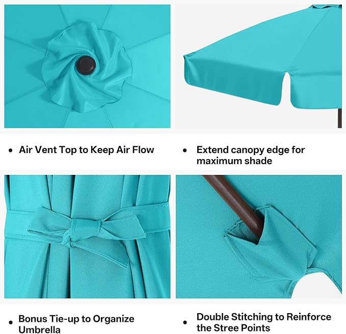 MASTERCANOPY Valance Patio Umbrella 10 ft Replacement Canopy for 8 Ribs-Turquoise Canopy Only