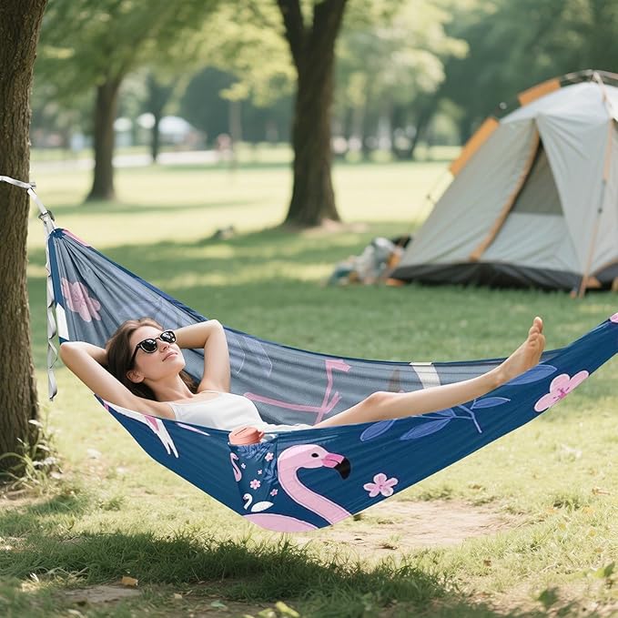 Elegant Animal Flamingo Grey 330lb Capacity Hammocks for Camping Indoor Hammock for Indoor Outdoor Patio Bases para hamacas para adultos