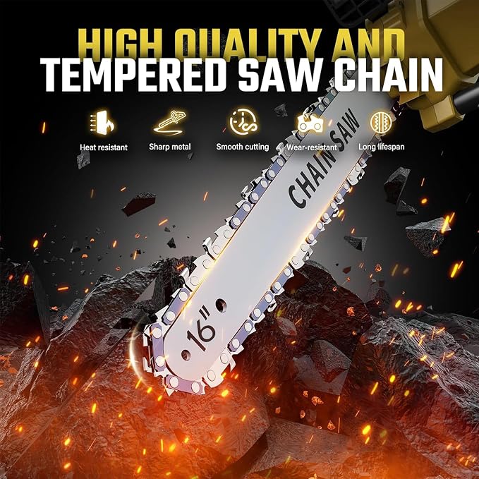 16" 40V Cordless Chainsaw Compatible with Dewalt 2 * 20V MAX Battery,Brushless Electric Chain saw for Wood Cutting, Tree Trimming and Branch Pruning,Tool Only (Battery Not Included)