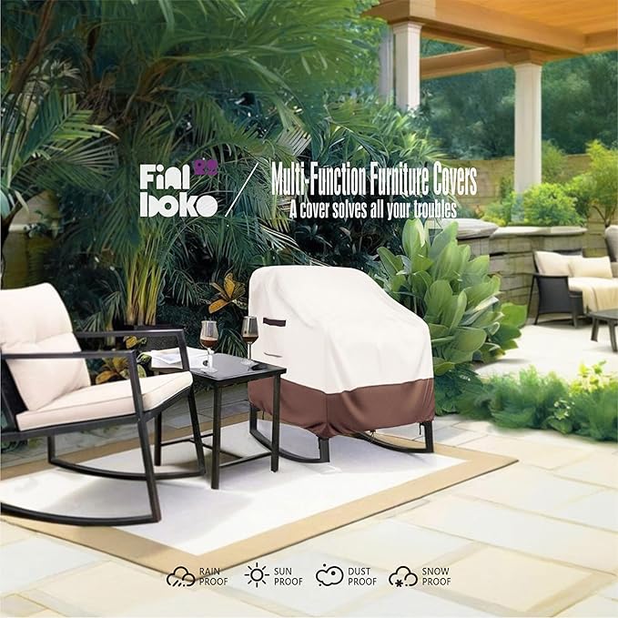 Outdoor Chair Covers 2 Pack, (35"W x 37"D x 38"H )100% Waterproof Heavy Duty Patio Furniture Covers ,Outdoor Furniture Covers Waterproof for Patio Chair Covers,Beige&brown