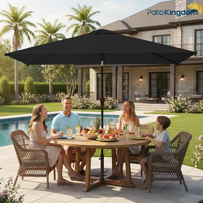 6.5'x10' Rectangular Patio Outdoor Umbrella,Large Coverage with Push-Button Tilt & UV Protection,Sturdy Ribs for Deck,Lawn,Pool,Backyard