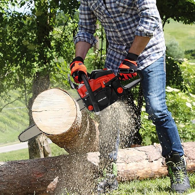 18Inch Gas Chainsaw 28CC 2-Stroke Gas Powered Chain Saw Single Cylinder Air Cooling for Farm Garden Park Forest