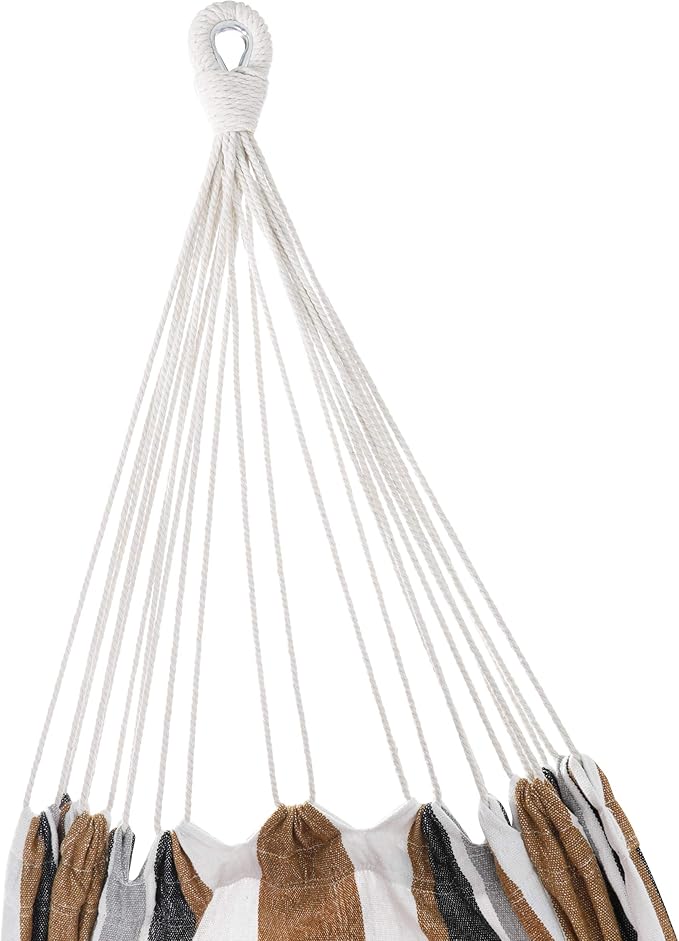 Double Hammock with 9FT Space Saving Steel Stand, 2-Person Portable Hammock with Stand for Outdoor Patio or Indoor, 330 Pounds Capacity, 6 Optional Hook Positions (Khaki)