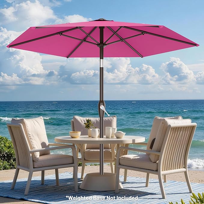 AreShark 7.5FT Patio Umbrella Table Market Umbrella w/Tilt and Crank, Heavy-Duty Outdoor Umbrellas for Pool, Deck, Garden and Backyard, Rose Pink