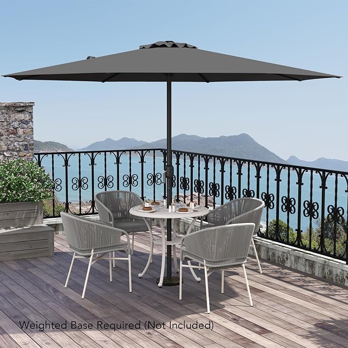 12FT Patio Umbrella, Outdoor Table Umbrella with Crank Handle, 8 Sturdy Ribs, Sun-protection & Waterproof Canopy, Top Air Vent, Market Umbrella for Garden, Lawn, Deck, Backyard, Poolside