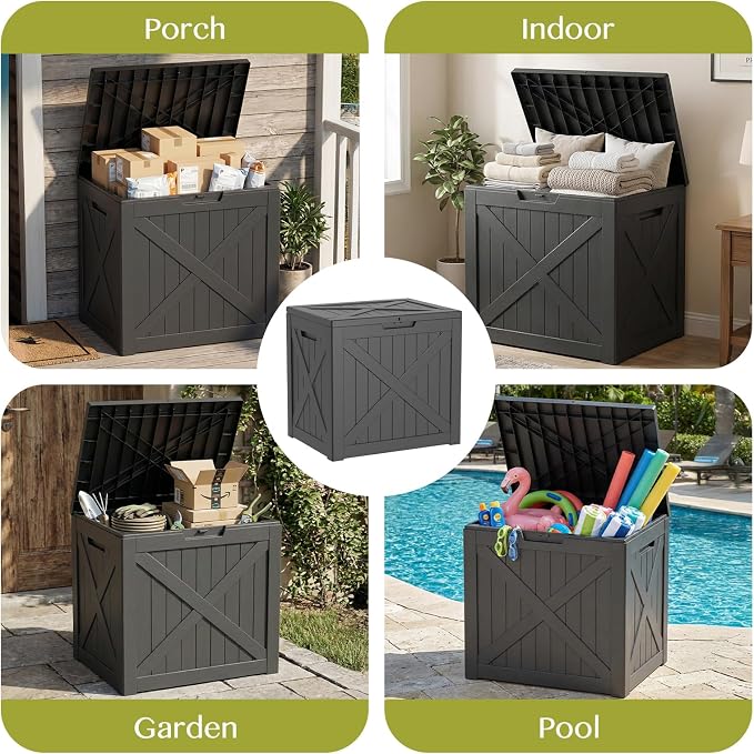 Vixzen 40 Gallon Package Delivery Boxes for Outside Secure Parcel Drop Storage Deck Box Outdoor Waterproof UV Resistant Resin Lockable MailBox for Porch Patio(Black)