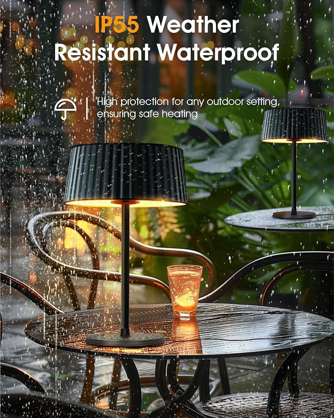 Electric Outdoor Heater for Patio, 1500W Tabletop Infrared Heater for Indoor & Outdoor, IP55 Waterproof, Fast Heating, Tip-Over Protection, Perfect for Garden, Balcony, Garage, Backyard, Porch