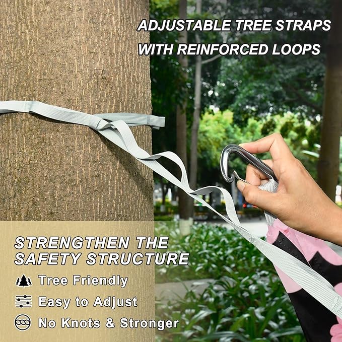 Pink Japanese Zephyr Cherry Blossoms 330lb Capacity Hammocks Rope Hammock for Patio Backyard Lounge Base hamaca con Base para adultos