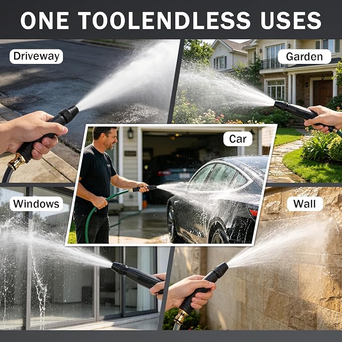 Upgraded 2026 Home High-Pressure Car Wash Water Gun with Booster Nozzle and Hose, for Watering Plants and Vegetables, and Car Washing (2PCS)