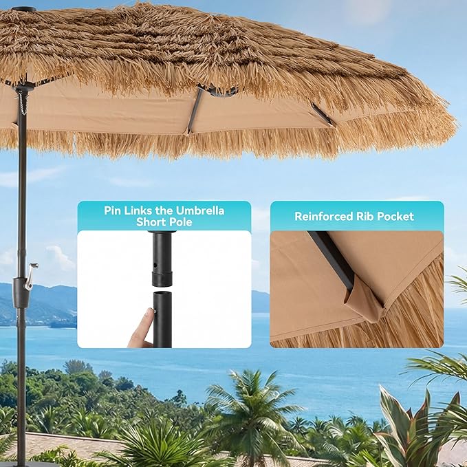 COSIEST 13FT Large Patio Umbrella with Crank, Outdoor Double-Sided Tiki Beach Umbrella, Rectangular Market Umbrella with 12 Sturdy Ribs for Garden、Pool、Deck Shade
