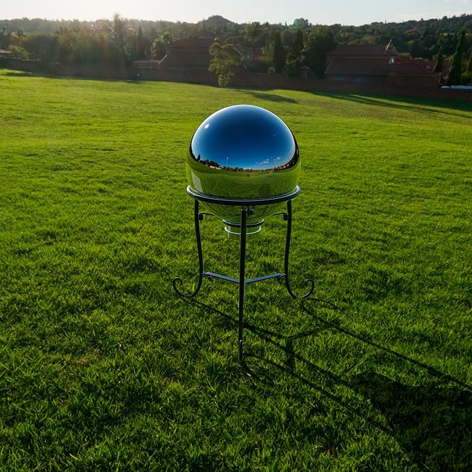 10" Tall Gazing Ball Stand for 8-10 inch Balls, Black Metal Gazing Globe Display Holder Stands for Outdoor Garden Clearance, 8" L x 8" W x 10" H