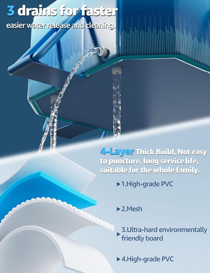 116" Foldable Pool for Kids & Adults,Blue | Non-Inflatable, Metal Frame, Thick PVC Collapsible, Swimming Pool for Kids Family Dogs,Outdoor Summer