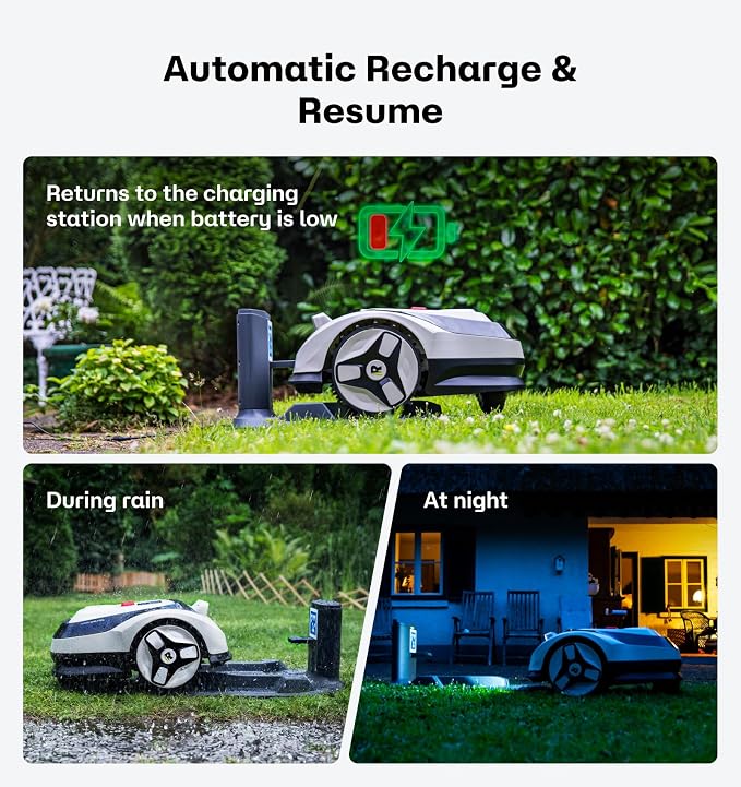 Raccoon 2 SE Robot Lawn Mower with Garage, Auto Mapping Robotic Lawnmower for 0.15 Acre with APP Control, Vision Navigation, 20°Slope, Ideal Robot Mower for Small Lawns