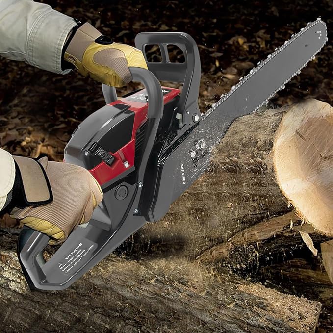 Gas Powered Chainsaw, 2-Stroke 58CC 2400W 20Inch Handheld Cordless Petrol Chain Saw Power Head Gas Powered Chainsaw Portable Gasoline Chain Saw for Garden Pruning Forest Logging (20In 58CC 2400W)