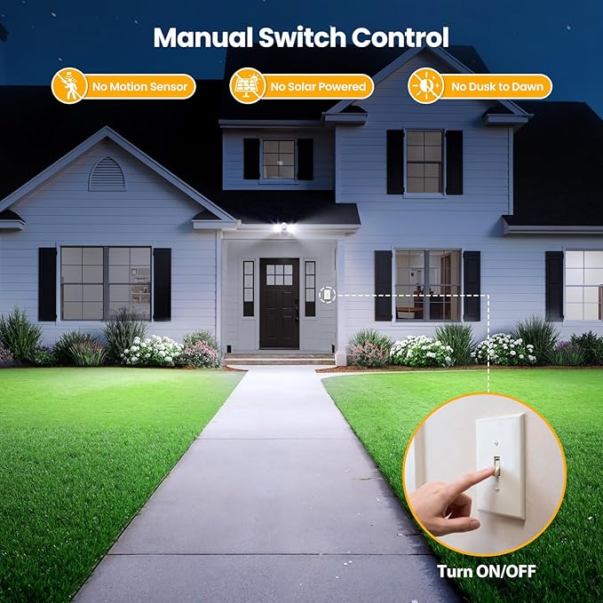 Onforu 2-Pack Adjustable Twin PAR Holder, Outdoor Flood Light Fixture Max 300W (Bulbs Not Included), Switch Controlled Security Lights, Exterior Flood Lighting for Garage, Driveway, Porch