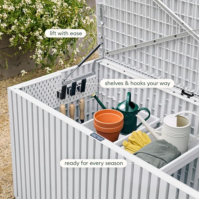 Veradek Everything Deck Box 120 Gallon | Lockable Storage Box and Organization for Patio Furniture, Outdoor Cushions, Throw Pillows, and Garden Tools