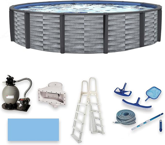 Affinity 24-ft Round 52-in Deep 7-in Top Rail Resin Swimming Pool Package