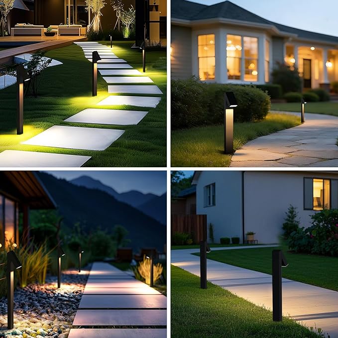 SOTTLOT Solar Pathway Lights, Dimmable Metal Solar Landscape Path Lights IP65, 3000K Solars Walkway Light for Outside, Garden Yard Patio Path Lawn Decor, 2pcs