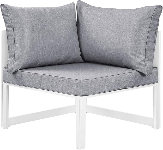 Modway Fortuna 6-Piece Aluminum Outdoor Patio Sectional Sofa Set in White Gray
