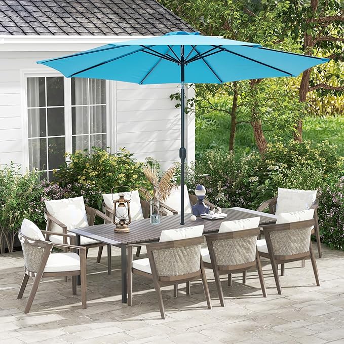 Giantex 9ft Patio Umbrella Outdoor, Market Table Umbrella w/Push Button Tilt and Crank, 180G Polyester Fabric and Sturdy Ribs, Sun Canopy Umbrellas for Patio Garden Beach Deck Pool