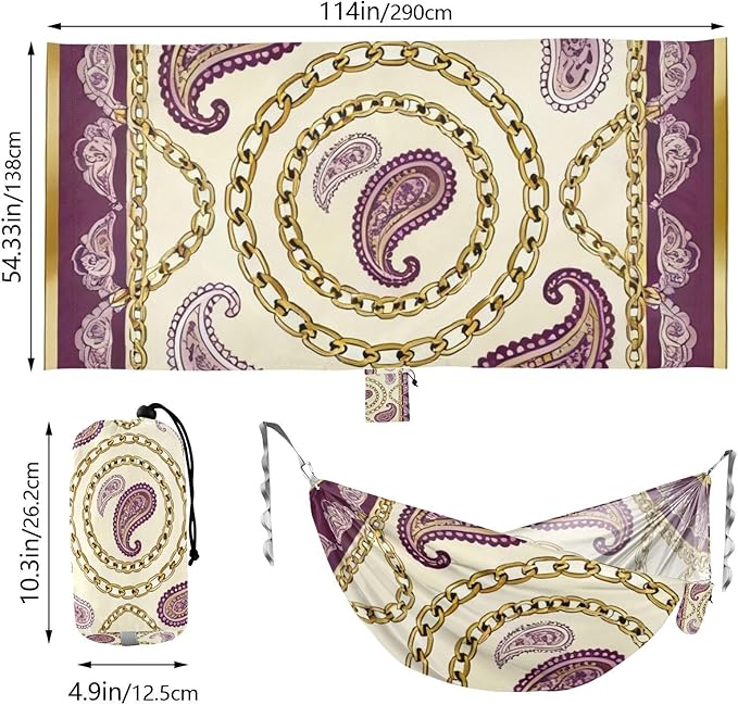 Chain and Paisley Hammocks for Camping with Portabl Carry Bag Portable Hammock Indoor Outdoor Patio