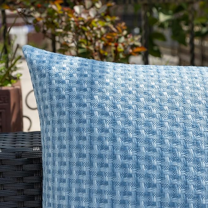 Kevin Textile Outdoor Waterproof Throw Pillow Covers 14x36 Inch Pack of 1 Boho Farmhouse Decorative Long Lumbar Cushion Covers for Garden Patio Tent Balcony Bench Couch Sofa, Light Blue