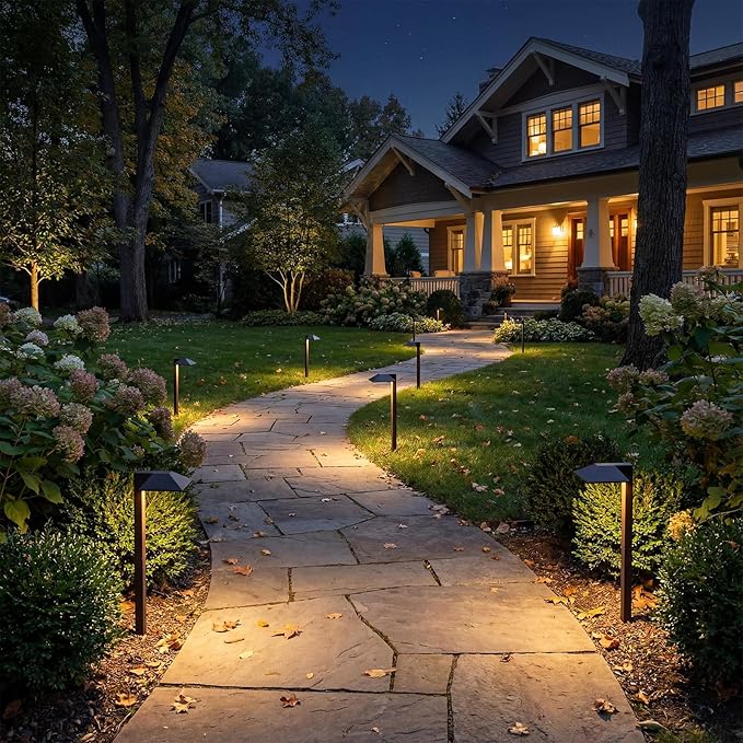 GOLDEN STAR Low Voltage Pathway Lights 1.2W Replaceable G4 LED 2PK Outdoor Landscape Lighting 40 Lumen Warm White Waterproof Garden Lights for Walkway Yard, Lawn Driveway with Easy Install Connectors