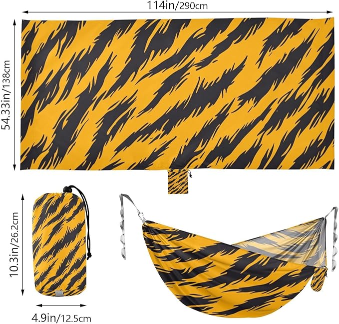 Animal Skin Leopard Yellow Black 330lb Capacity Hammocks with Portabl Carry Bag Swing Hammock for Outside Beach Patio Garden sillas para acampar
