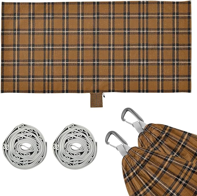 Brown Buffalo Plaid Checked Red 330lb Capacity Outdoor Hammock with Hanging Rope Cloth Hammock for Outside Patio Backyard Poolside hamaca inflable para Piscina