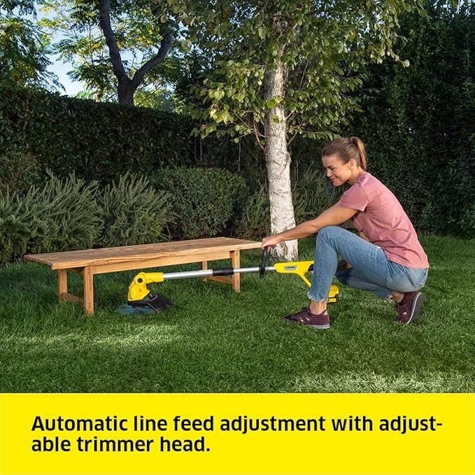Kärcher 18V Battery-Powered Grass Trimmer LTR 18-30, Cutting Speed: 7800 rpm, Cutting Diameter: 30 cm, Thread Diameter: 1.6 mm, Can be Used with the Kärcher 18V Battery, Battery not Included Yellow