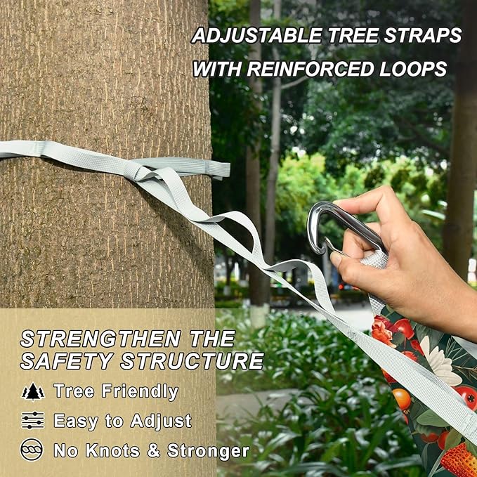 Camping Hammock Outdoor Hammocks for Outside Fruits Flowers Vivid Beach Trees Portable Lightweight with Pockets Tree Straps Indoor