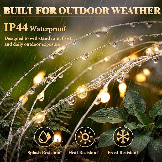 Solar Firework Light, 1 Pack 120 LEDs 8 Lighting Modes Solar Fairy Garden Lights Outdoor Waterproof for Yard Patio Walkway Pathway Party Wedding Balcony Decorative- Warm White