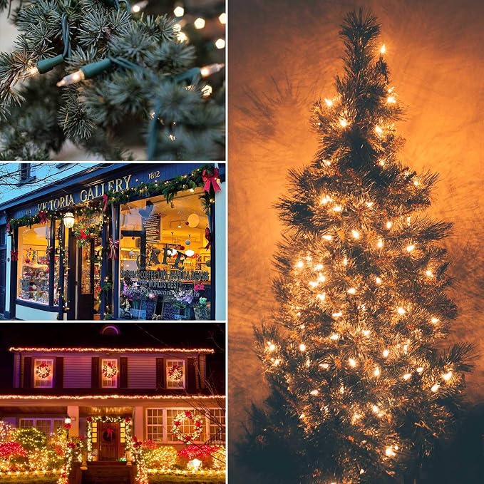 Brightown 50 Count 10 Feet Warm White Christmas Lights, Incandescent Bulb | Clear Mini Incandescent Lights on White Wire, Christmas Tree String Lights for Indoor Outdoor Decorations