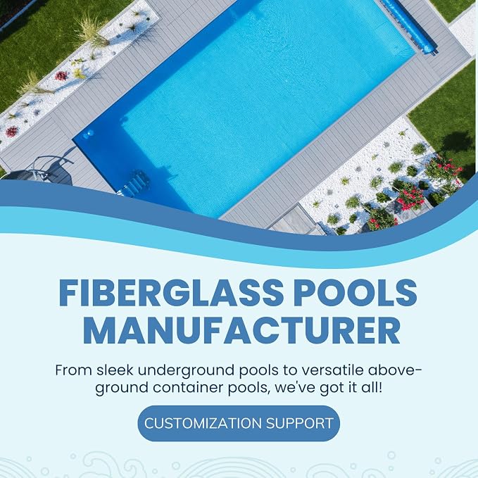 Versatile Fiberglass Pools Inground Pools - Excellence Prefab Pools with 10 Styles and Customization Options (14.1' x 7.38' x 4.59')