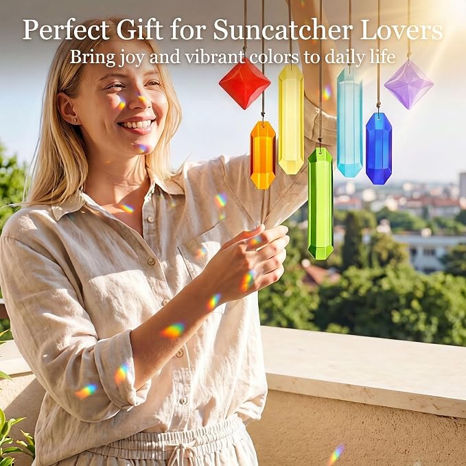 7Pack Prisms Crystal Suncatchers for Windows Hanging Rainbow Maker | Sun Catcher Indoor Windows Outdoor Home Garden Christmas Tree Ornaments Gift For Mom Women