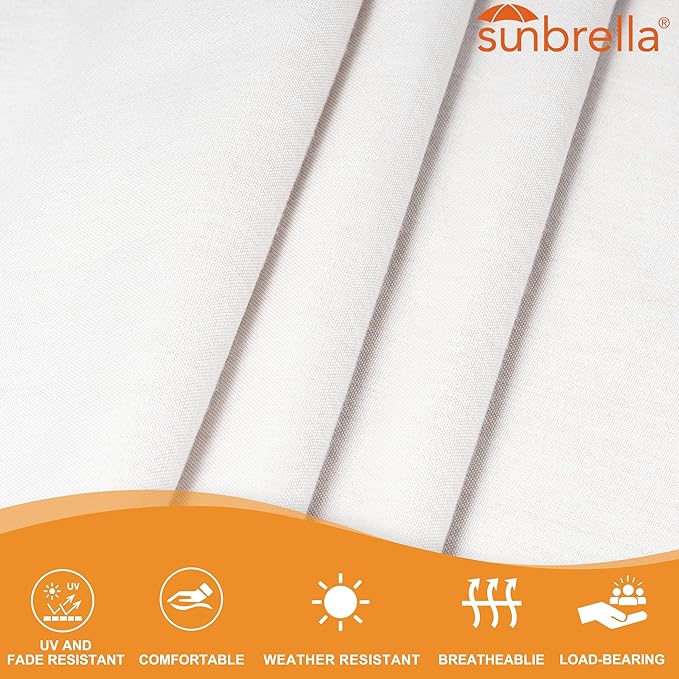 Lazy Daze Hammocks 12 FT Sunbrella Fabric Hammock not Fading with Spreader Bars and Free Pillow Fits for 2 Persons, All Weather and Fade Resistant for Patio Yard, 450 lbs Capacity, Cast Pumice