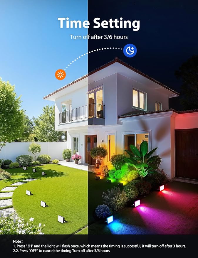 Onforu RGBW Flood Lights Outdoor with Remote, Color Changing LED Landscape Lights, IP65 Waterproof Uplights for Events, Uplighting for Halloween Christmas Garden Yard Party, Wired 4 Pack